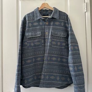 Lucky Brand Blue and Gray Patterned Shirt Jacket